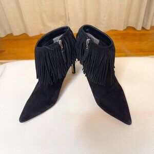 Sam Edelman Kandice Black Suede Fringe Ankle Bootie - Size 7.5